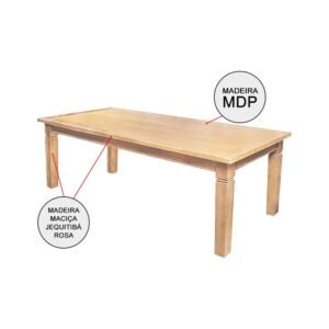 Mesa de Jantar Retangular 200×100 cm Rústica Aurora Madeira Maciça – Mel - imagem 3