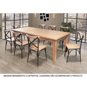 Mesa de Jantar Retangular 200×100 cm Rústica Aurora Madeira Maciça – Mel - imagem 2