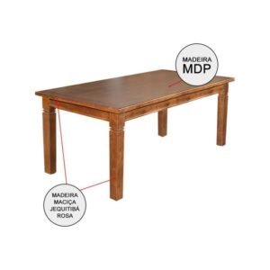 Conjunto Jantar Mesa Aurora Retangular Madeira Maciça 180×80 cm com 6 Cadeiras Paris Base Alumínio - imagem 2