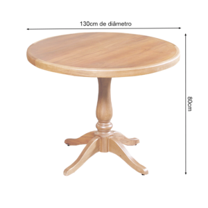 Mesa de Jantar Redonda Rústica 1,30 m Madeira Maciça Madalena – Mel - imagem 4