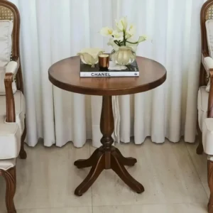 Mesa Lateral de Canto Rústica com Borda Pé Torneado