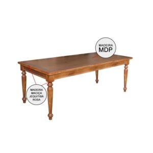 Conjunto Jantar Mesa Leonora Madeira Maciça 240×100 cm com 10 Cadeiras Paris Base Alumínio – Castanho - imagem 3