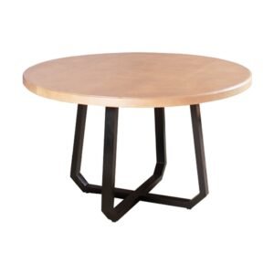 Mesa de Jantar Industrial Clarisse Redonda 1,30m Madeira Base Alumínio - Tampo Mel