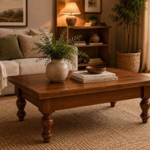 Mesa De Centro Sala Retangular Madeira Maciça 75x55 Castanho